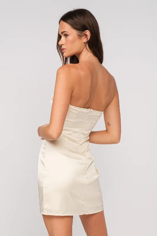 Harper Ivory Ribbon Trim Strapless Mini Dress