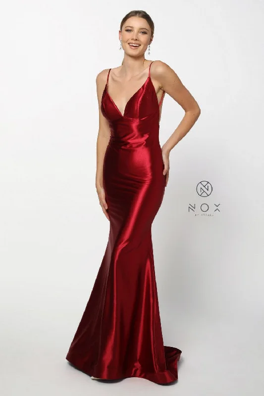 Long Satin Evening Gown Sexy Prom Dress