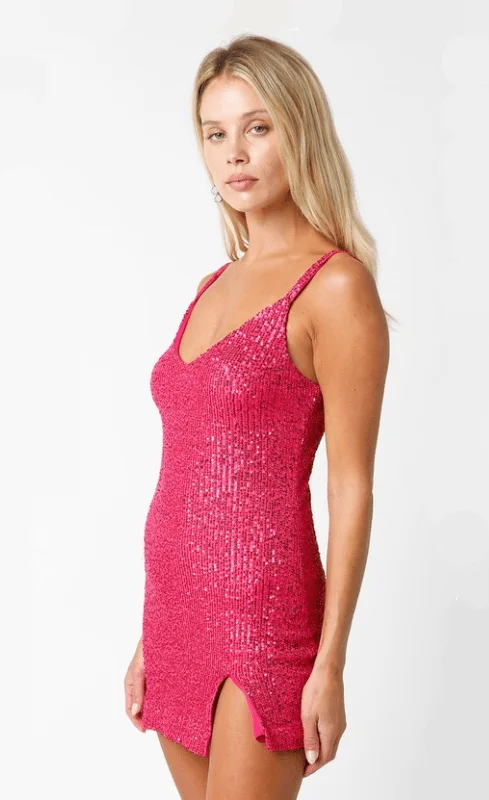 Shine So Bright Fuchsia Sequin Mini Dress