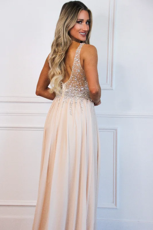 Beaded With Love Formal Dress: Champagne