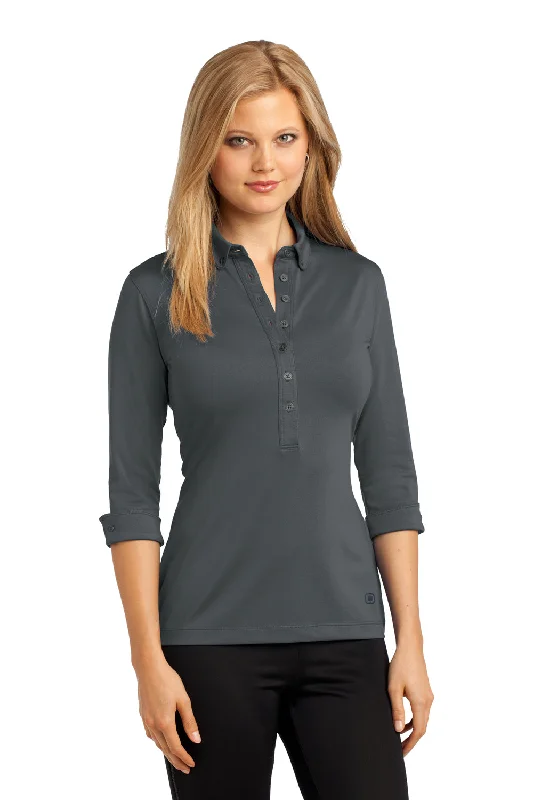 Ogio Womens Gauge Moisture Wicking 3/4 Sleeve Polo Shirt - Diesel Grey