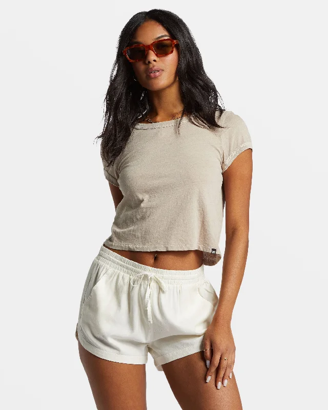 Road Trippin Elastic Waist Shorts - Salt Crystal