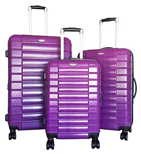 3 Pc Luggage Set Suitcase Hardside Rolling 4 Wheel Spinner Upright Carryon Travel Purple 3 Pc Luggage Set Suitcase Hardside Rolling 4 Wheel Spinner Upright Carryon Travel Purple