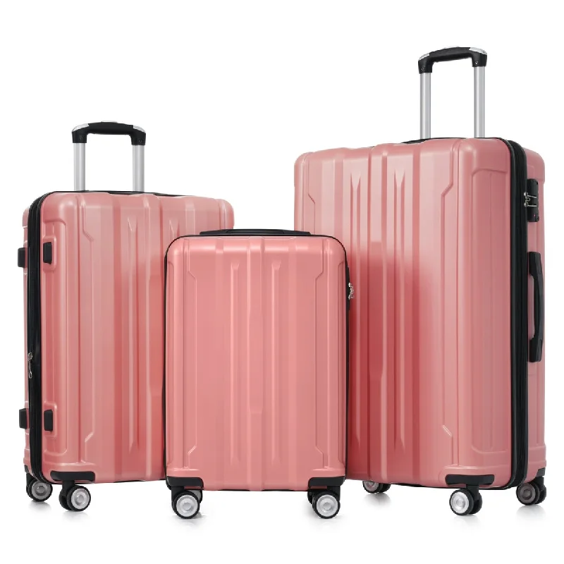 3-Pcs Hardside Expandable Luggage Sets, Trunk Set, ABS Lightweight Suitcase Sets with TSA Lock & Spinner Wheels, 20in/24in/28in 3-Pcs Hardside Expandable Luggage Sets, Trunk Set, ABS Lightweight Suitcase Sets with TSA Lock & Spinner Wheels, 20in/24in/28in