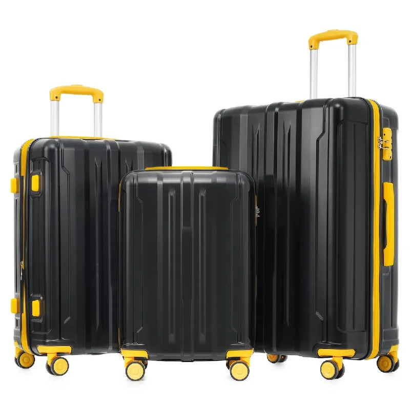 3-Pcs Hardside Lightweight Expandable Spinner Wheel Luggage w/ TSA Lock