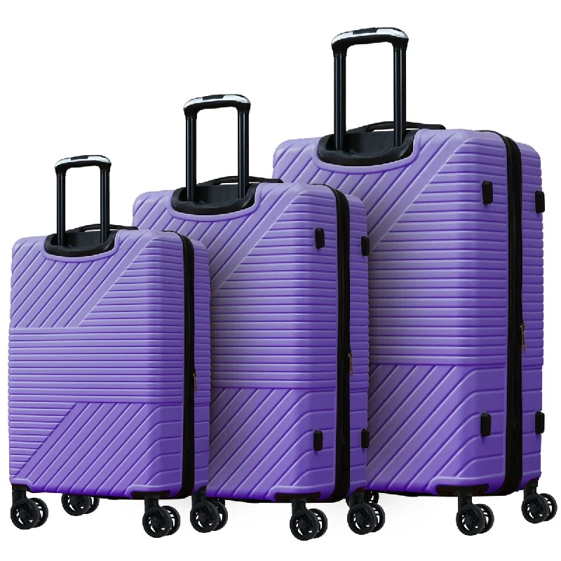 Expandable packing cubes sets in various sizes for organized suitcase packing3-Piece ABS Luggage Travel Sets with Double Spinner 8 Wheels and TSA Lock, Expandable Lightweight Hardshell Suitcase, Purple