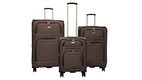 3 Piece Huge Space Spinner Wisdom Luggage (3 Piece Set, Coffee)