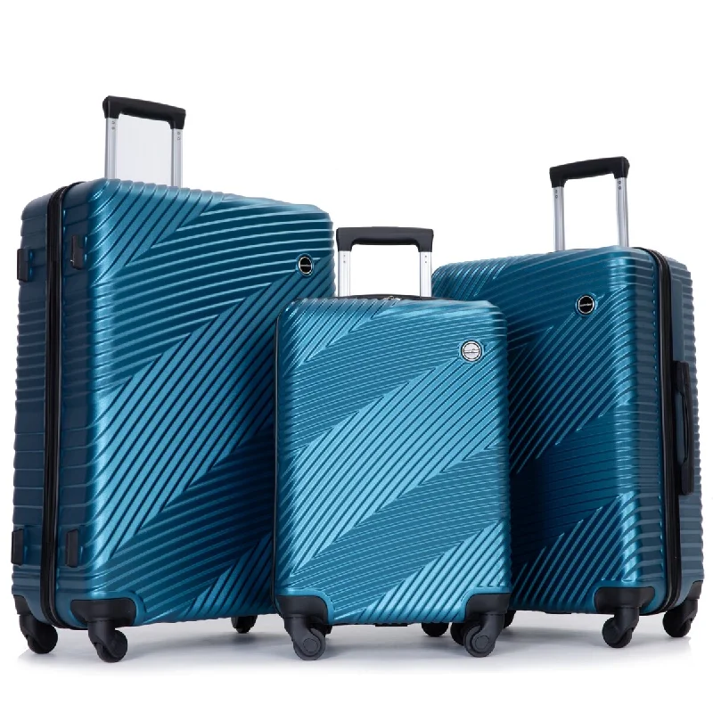 3 Piece Luggage Sets PC+ABS Lightweight Suitcase w/ 2 Hooks & Spinner Wheels Expandable Travel Suitcase w/ TSA Lock, 20/24/28 3 Piece Luggage Sets PC+ABS Lightweight Suitcase w/ 2 Hooks & Spinner Wheels Expandable Travel Suitcase w/ TSA Lock, 20/24/28