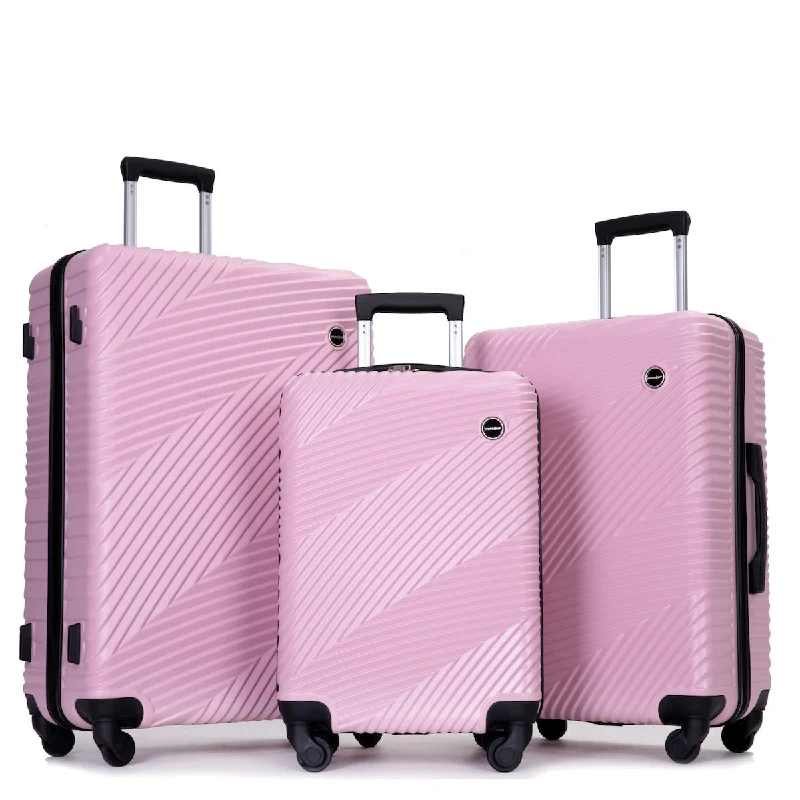 3 Piece Luggage Sets PC+ABS Lightweight Suitcase w/ 2 Hooks & Spinner Wheels Expandable Travel Suitcase w/ TSA Lock, 20/24/28 3 Piece Luggage Sets PC+ABS Lightweight Suitcase w/ 2 Hooks & Spinner Wheels Expandable Travel Suitcase w/ TSA Lock, 20/24/28