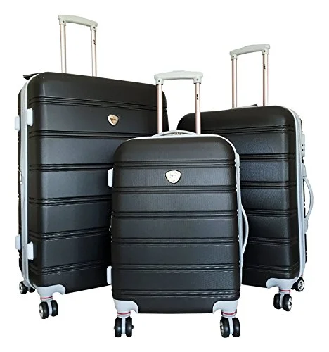 3Pc Luggage Set Suitcase Hardside Rolling 4Wheel Spinner Upright Carryon Travel Black 3Pc Luggage Set Suitcase Hardside Rolling 4Wheel Spinner Upright Carryon Travel Black