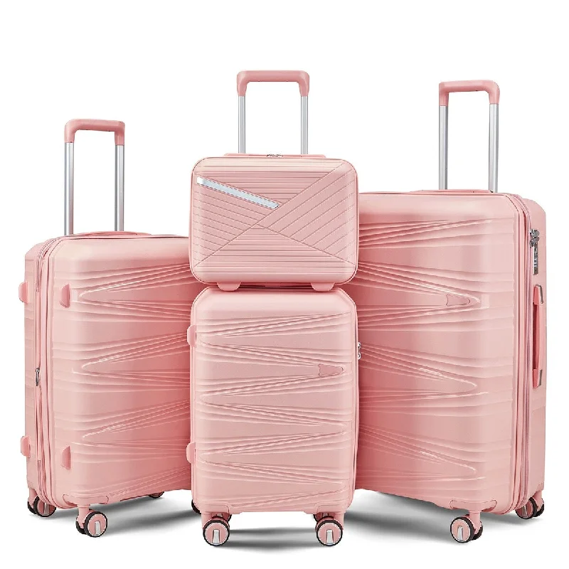 4 Piece Luggage Sets Hard Shell Lightweight Expandable Suitcase