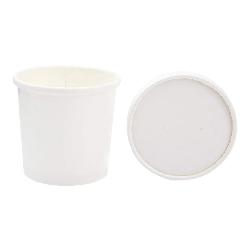 50 Pack 12oz Paper Ice Cream Dessert Soup Food Storage Meal Prep Cups with Lids - White 50 Pack 12oz Paper Ice Cream Dessert Soup Food Storage Meal Prep Cups with Lids - White