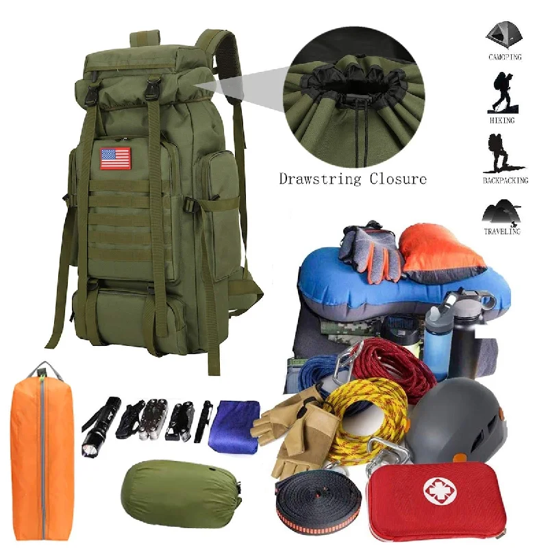 Portable shoe bags to keep footwear separate in suitcases70l Hiking Backpack for Men Waterproof Military Camping Rucksack Travel Daypack Portable shoe bags to keep footwear separate in suitcases70l Hiking Backpack for Men Waterproof Military Camping Rucksack Travel Daypack