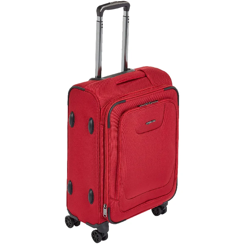 AmazonBasics Expandable Softside Carry-On Spinner Luggage Suitcase With TSA Lock And Wheels - 21 Inch, Red AmazonBasics Expandable Softside Carry-On Spinner Luggage Suitcase With TSA Lock And Wheels - 21 Inch, Red