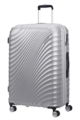 American Tourister Jetglam - Spinner Large Expandable Luggage, 77 cm, 109 L Grey (Metallic Silver)