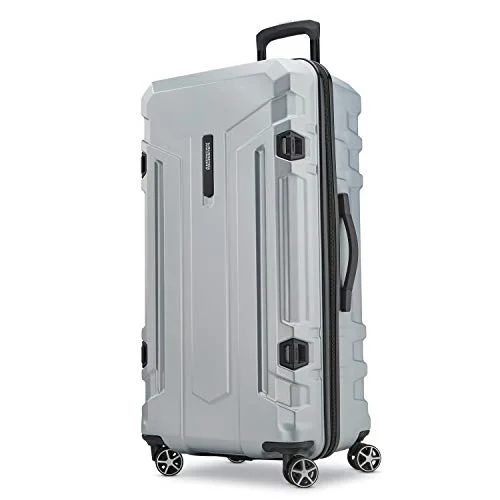 American Tourister Trip Locker Hardside Checked Luggage with Dual Spinner Wheels, Silver American Tourister Trip Locker Hardside Checked Luggage with Dual Spinner Wheels, Silver