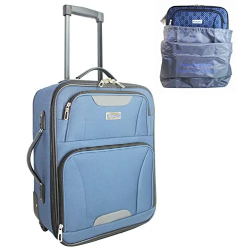 Boardinglbue Rolling Personal Item Under Seat Luggage 18" for American Frontier Spirit Southwest Airlines + Cover (Navy) Boardinglbue Rolling Personal Item Under Seat Luggage 18" for American Frontier Spirit Southwest Airlines + Cover (Navy)