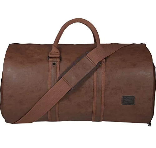 Carry On Garment Bag, Waterproof Mens Garment Bag for Travel Business, Large Leather Duffel Bag with Shoe Compartment -Brown Carry On Garment Bag, Waterproof Mens Garment Bag for Travel Business, Large Leather Duffel Bag with Shoe Compartment -Brown
