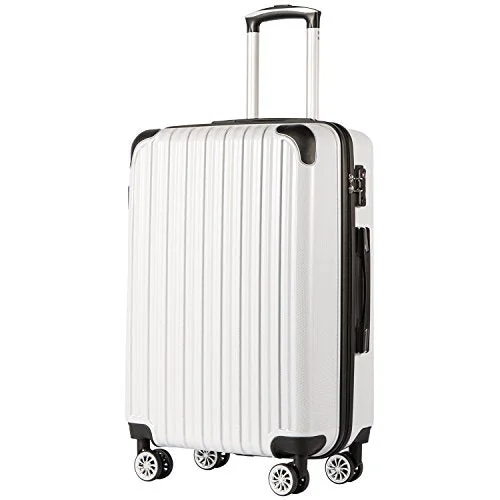 COOLIFE Luggage Expandable(only 28") Suitcase PC+ABS Spinner 20in 24in 28in Carry on (White Grid New, S(20in)_Carry on) COOLIFE Luggage Expandable(only 28") Suitcase PC+ABS Spinner 20in 24in 28in Carry on (White Grid New, S(20in)_Carry on)