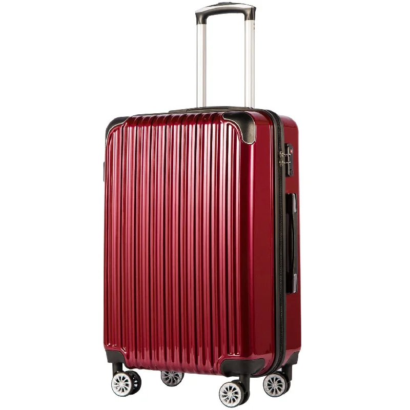 Coolife Luggage Expandable(only 28") Suitcase PC+ABS Spinner 20in 24in 28in Carry on (wine wind new, S(20in)_carry on) Coolife Luggage Expandable(only 28") Suitcase PC+ABS Spinner 20in 24in 28in Carry on (wine wind new, S(20in)_carry on)