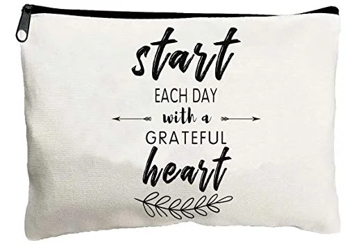 Cosmetic Bag for Girls Start Each Day with a Grateful Heart Cute Makeup Zipper Pouch Bag Cosmetic Travel Accessories Bag Birthday Gifts for Women Best Friend Sister Teen Girls Colleagues Cosmetic Bag for Girls Start Each Day with a Grateful Heart Cute Makeup Zipper Pouch Bag Cosmetic Travel Accessories Bag Birthday Gifts for Women Best Friend Sister Teen Girls Colleagues