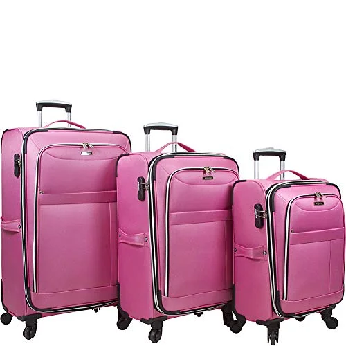 Suitcase wheels replacement kits for smooth rolling after long - term useDejuno Aria Softsided Lightweight 3-Piece Spinner Luggage Set-Pink