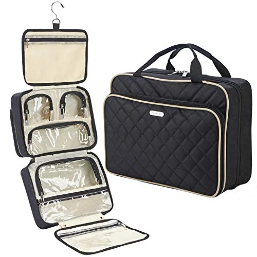 FINDCOZY Extra Large Toiletry Bag with Hanging Hook, Travel Makeup Case for Women, Cosmetic Organizer for Toiletries, Full-Sized Bottles, Beauty, Black FINDCOZY Extra Large Toiletry Bag with Hanging Hook, Travel Makeup Case for Women, Cosmetic Organizer for Toiletries, Full-Sized Bottles, Beauty, Black