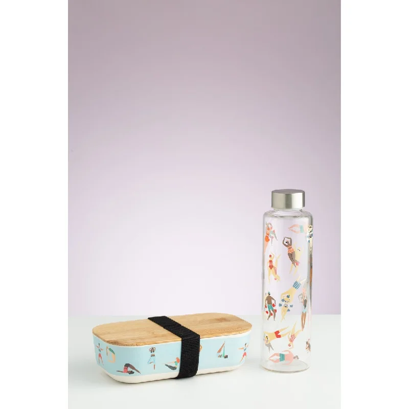 Glass Bottle and Lunchbox Two Piece Set - Green