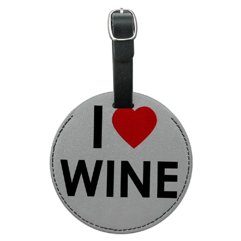 Graphics & More I Love Heart Wine Round Leather Luggage Id Tag Suitcase Carry-on, Black Graphics & More I Love Heart Wine Round Leather Luggage Id Tag Suitcase Carry-on, Black