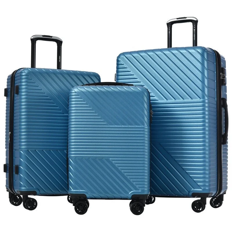 Hardshell Luggage Sets Suitcase with TSA Lock,Blue 3-Piece Set