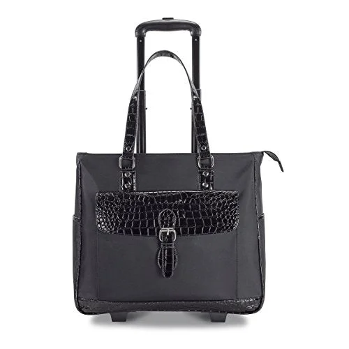 Heritage Ladies Nylon Twill Croco Pvc Single Gusset Wheeled Computer Case, Black, One Size Heritage Ladies Nylon Twill Croco Pvc Single Gusset Wheeled Computer Case, Black, One Size