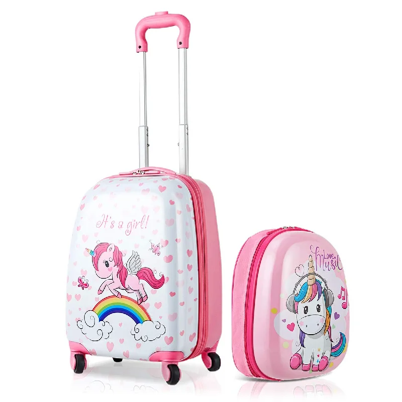 HONEY JOY 2Pc Kids Luggage Set, 12'' Backpack & 16'' Rolling Suitcase, Hard Shell Trolley Suitcase with Spinner Wheels, Carry On Luggage Set for Boys and Girls Travel (Unicorn) HONEY JOY 2Pc Kids Luggage Set, 12'' Backpack & 16'' Rolling Suitcase, Hard Shell Trolley Suitcase with Spinner Wheels, Carry On Luggage Set for Boys and Girls Travel (Unicorn)