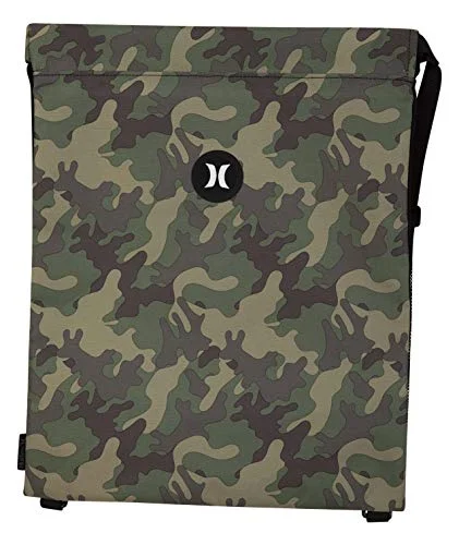 Charging station travel adapters with multiple USB ports for powering devices on the goHurley Printed Cinch Sak Backpacks, Medium Olive (Woodland), one size