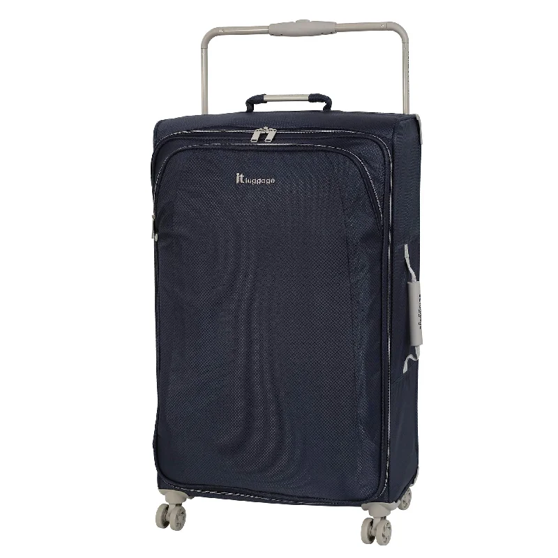 Lightweight luggage tags with personalized names and contact info for easy identificationIT Luggage 31.5" World's Lightest 8 Wheel Spinner, Magnet With Cobblestone Trim
