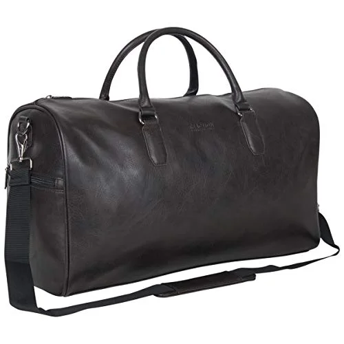 Kenneth Cole Reaction Port Stanley 20" Pebbled Vegan Leather Carry-On Duffel/Travel Duffle Bag, Brown, Dome Kenneth Cole Reaction Port Stanley 20" Pebbled Vegan Leather Carry-On Duffel/Travel Duffle Bag, Brown, Dome