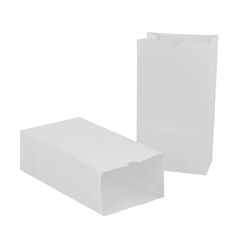 Large Gusseted Paper Bags, 6" x 3.5" x 11", White, 100/Pack - White
