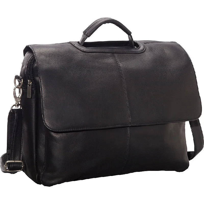 LeDonne Leather Vaqueta Flap-over Leather Briefcase