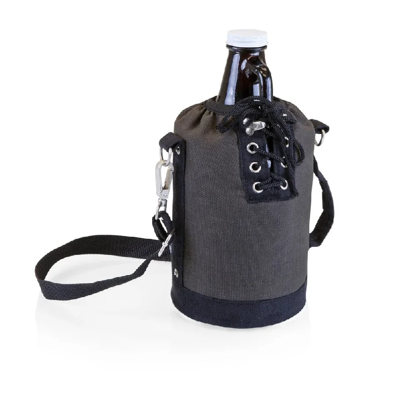 LEGACY® Insulated Grey & Black Growler Tote with 64-oz. Amber Glass Growler