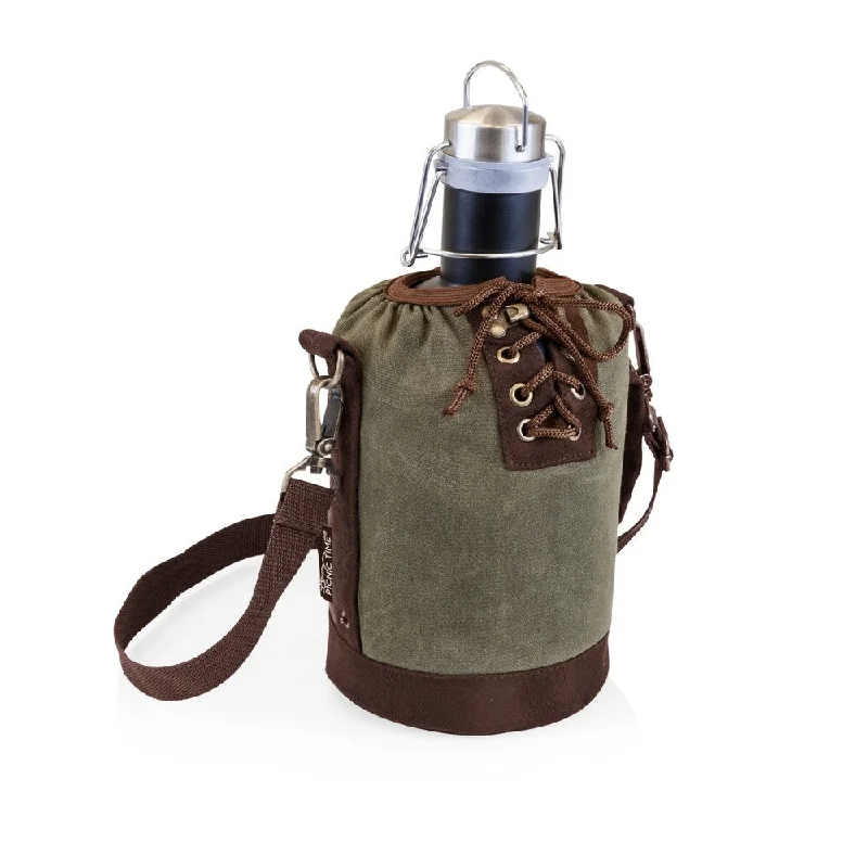 LEGACY® Insulated Growler Khaki Green & Brown Tote with 64-oz. Matte Black Stainless Steel Growler LEGACY® Insulated Growler Khaki Green & Brown Tote with 64-oz. Matte Black Stainless Steel Growler