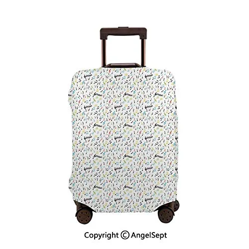 Luggage Cover Suitcase Protector,Symbolic Music Notes Joy Vibes Pitch Beat Rhythm Sound Sonic Timbre Multicolor,23.6x31.9inches,Stretchy Dustproof Travel Protector Cover Luggage Cover Suitcase Protector,Symbolic Music Notes Joy Vibes Pitch Beat Rhythm Sound Sonic Timbre Multicolor,23.6x31.9inches,Stretchy Dustproof Travel Protector Cover