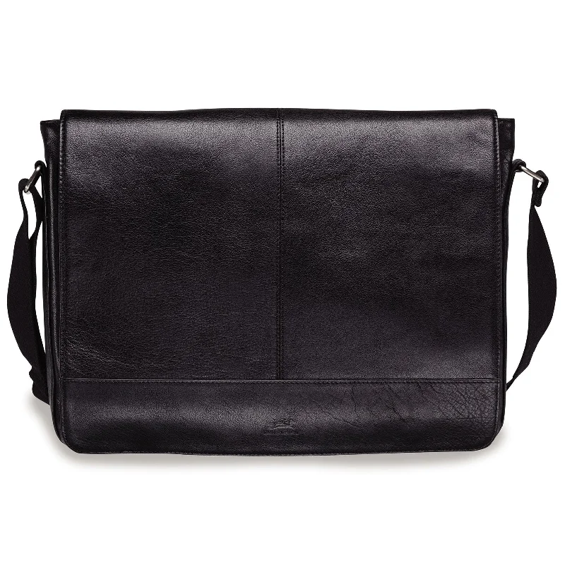 Magnetic luggage labels that can be easily changed or removedMancini Arizona Vegetable Tanned Top Grain Buffalo Leather Messenger Bag Black