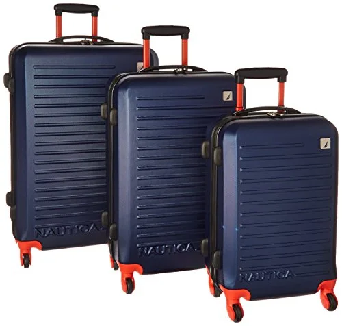 Nautica Tide Beach 3 Piece Hardside Spinner Luggage Set (28In/25In/21In), Classic Navy Nautica Tide Beach 3 Piece Hardside Spinner Luggage Set (28In/25In/21In), Classic Navy