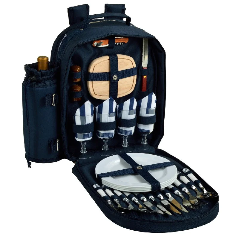 Picnic at Ascot Bold Chevron Picnic Backpack Bag for Four