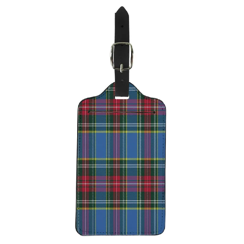 Lightweight luggage tags with personalized names and contact info for easy identificationPinbeam Luggage Tag Blue Abstract Macbeth Tartan Kilt Check Pattern Red Suitcase Baggage Label
