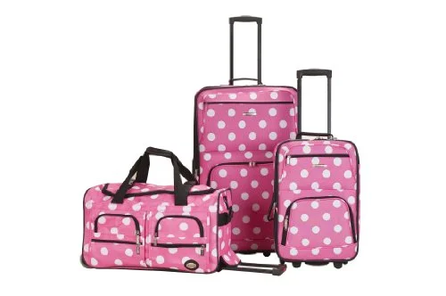 Suitcase wheels replacement kits for smooth rolling after long - term useRockland Luggage 3 Piece Printed Luggage Set, Pink Dot, Medium
