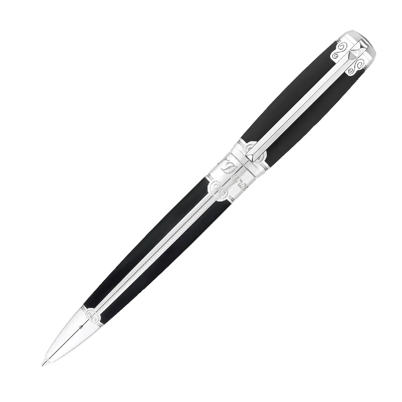 S. T. Dupont Line D Ballpoint Pen Black Lacquer with Palladium Placed Lacquer