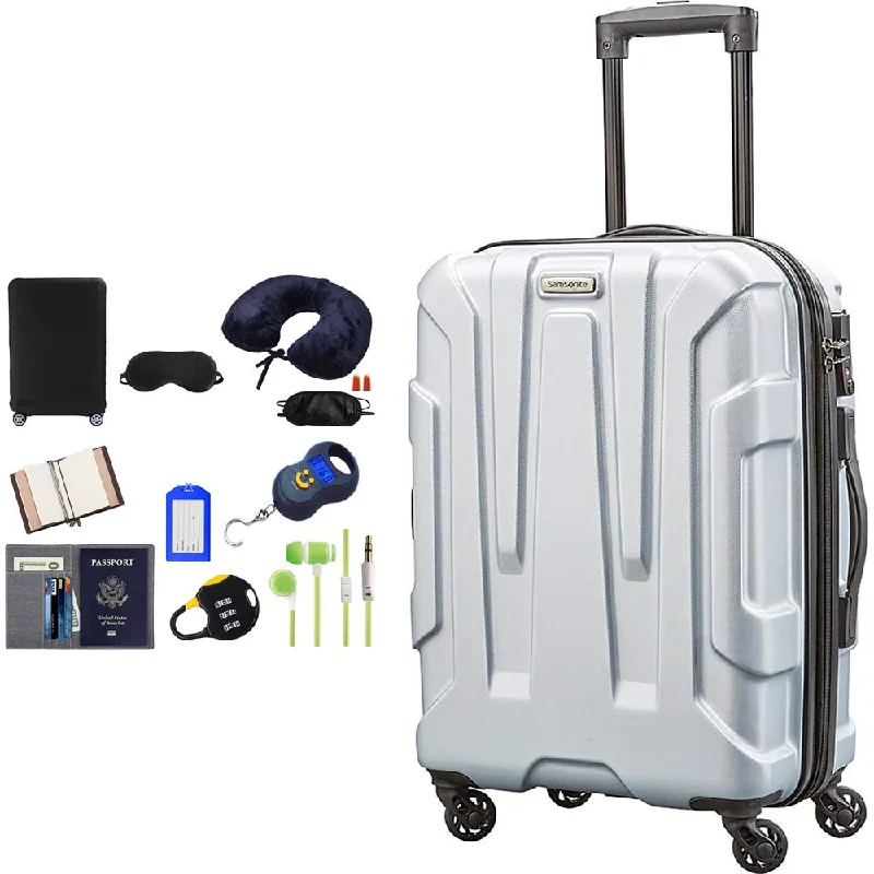 Samsonite 102689-1776 Centric Hardside 24 Inch Luggage - Silver Blue Bundle w/Deco Gear Luggage Accessory Kit (10 Item) Samsonite 102689-1776 Centric Hardside 24 Inch Luggage - Silver Blue Bundle w/Deco Gear Luggage Accessory Kit (10 Item)