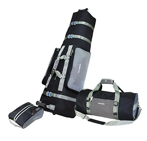 Luggage straps with buckle closures to secure overstuffed bagsSamsonite Golf Deluxe 3 Piece Travel Set, Silver/Black