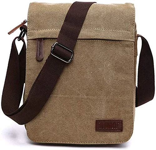 Sechunk Middle Vintage Canvas Messenger Cross body bag Shoulder bag (m_Khaki, middle) Sechunk Middle Vintage Canvas Messenger Cross body bag Shoulder bag (m_Khaki, middle)