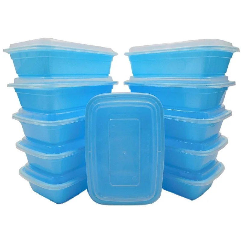 Table To Go 20-Pack Bento Lunch Boxes with Lids (1 Compartment/ 34 oz) , Freezer Safe Meal Prep Containers , (Blue) - Blue